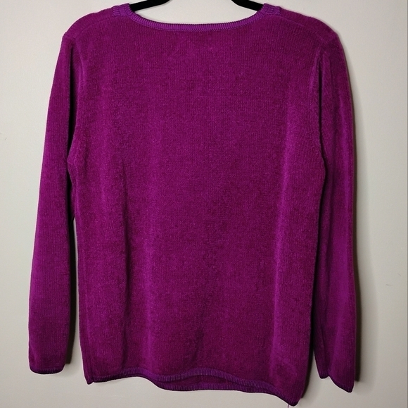 Jenny Plum Embroidered Beaded Sweater Size M Holiday Knit - Picture 6 of 8